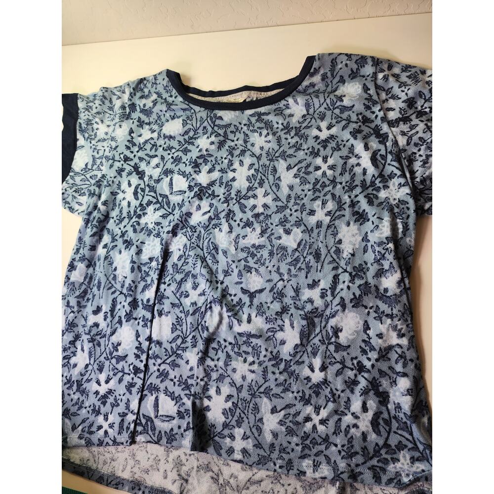 3 piece LUCKY BRAND Blue White Floral Pajama Set (top, shorts, pants) SZ XXL - Picture 4 of 10